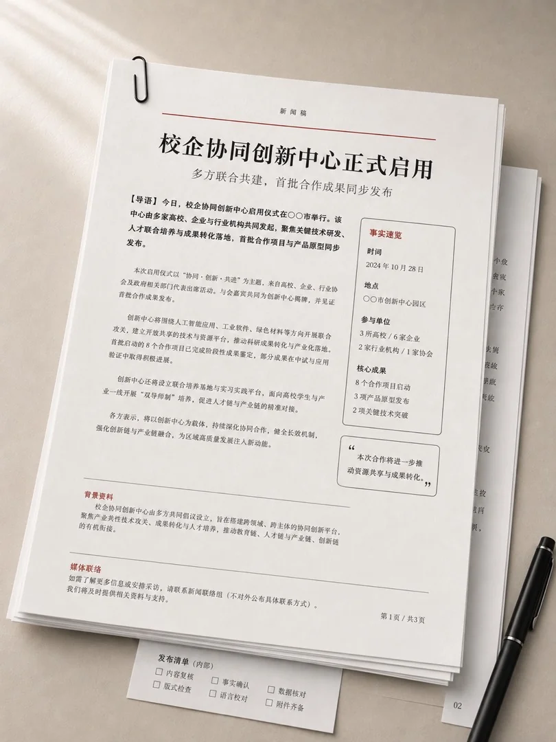 新闻稿样张